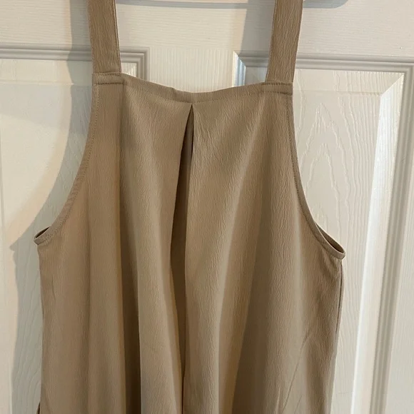 Beige Overall Wide Leg Pants with Button Details. - Picture 3 of 5